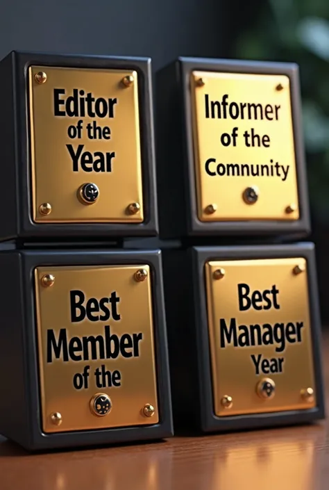  4 AWARDS where the framework says editor of the year , Informer of the year  ,  best member of the community and Best Manager of the year in square shape all 4