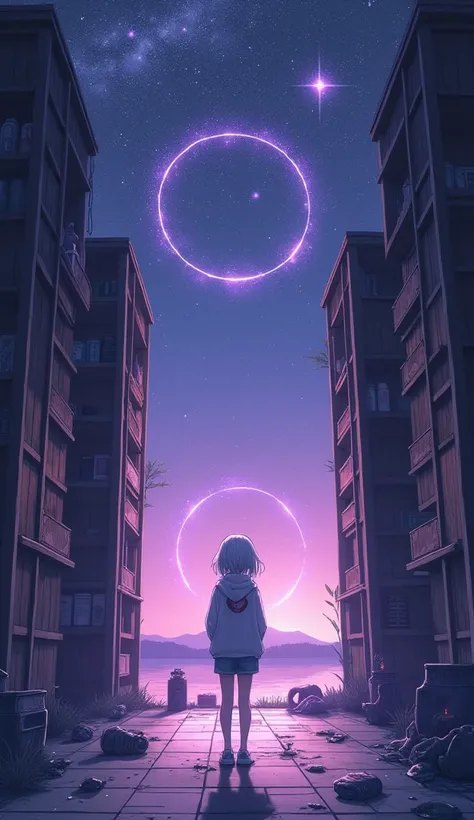  in the light purple night sky 、star々It blinks quietly 、 Simple yet futuristic accents 。 fills the space 、 、 her eyes that hide endless curiosity and dreams 。

among them、 。 seems to be staring somewhere into the distance 、 the surrounding scenery is refle...