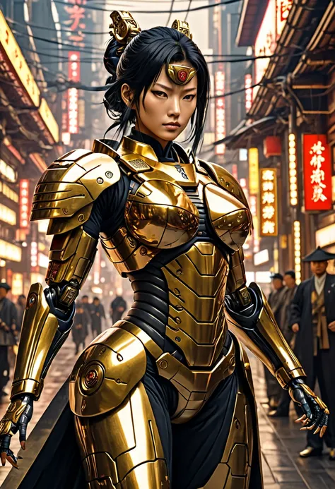 samurai super strong Master of GOD, woman  Cyborg in neo tokyo, Near Future, gold Omnibus, full body AI Latest Technology, Hope for the Future, K Latest Technology, Amazing, Cool, A Mass of Hope ((Masterpiece, Best Quality, 8K))