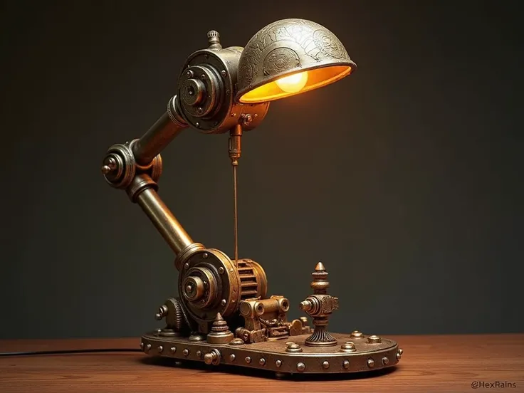 Cree moi une lampe de bureau avec un style steampunk