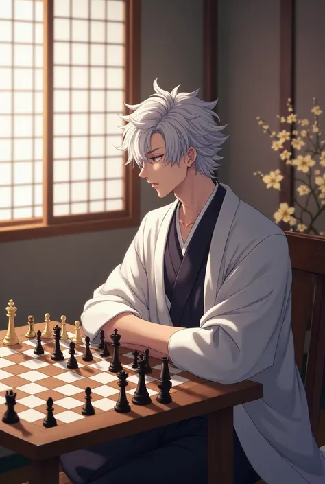 Ayato from genshin impact playing chess