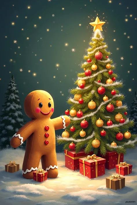 there is a poster with a gingerbread and a christmas tree, a digital rendering by Alison Debenham, tumblr, happening, (1 as december, 🤬 🤮 💕 🎀, 💣 💥, 💣 💥💣 💥, ad image, february), edited in photoshop, 💋 💄 👠 👗, magazine scan, full page periodical image, 😭🤮 💔