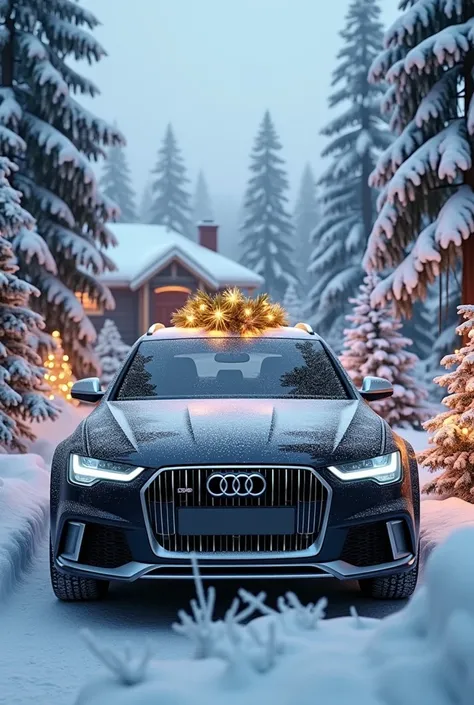 Audi A6 allroad in merry christmas enviroment 