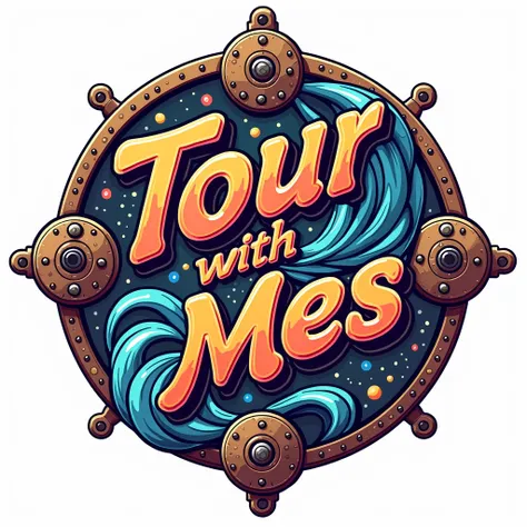 retro steampunk website button which reads "tour with me"  beach vibe artwork, retro illustration, liquid, in illustration style digital, extremely high quality artwork, estilo de arte impressionante, arte do Adobe Illustrator, visionary art style, psyched...