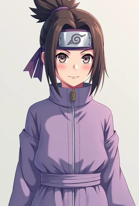 Brown hair, light eyes and lilac Naruto clothes 