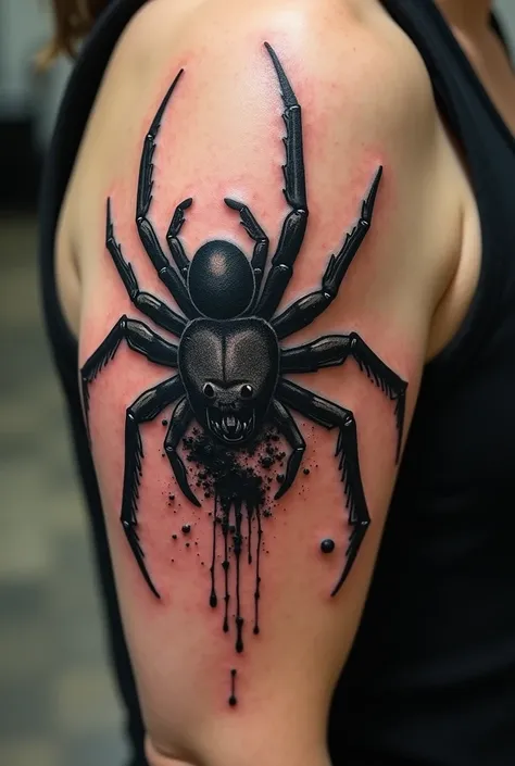 Smashed spider tattoo