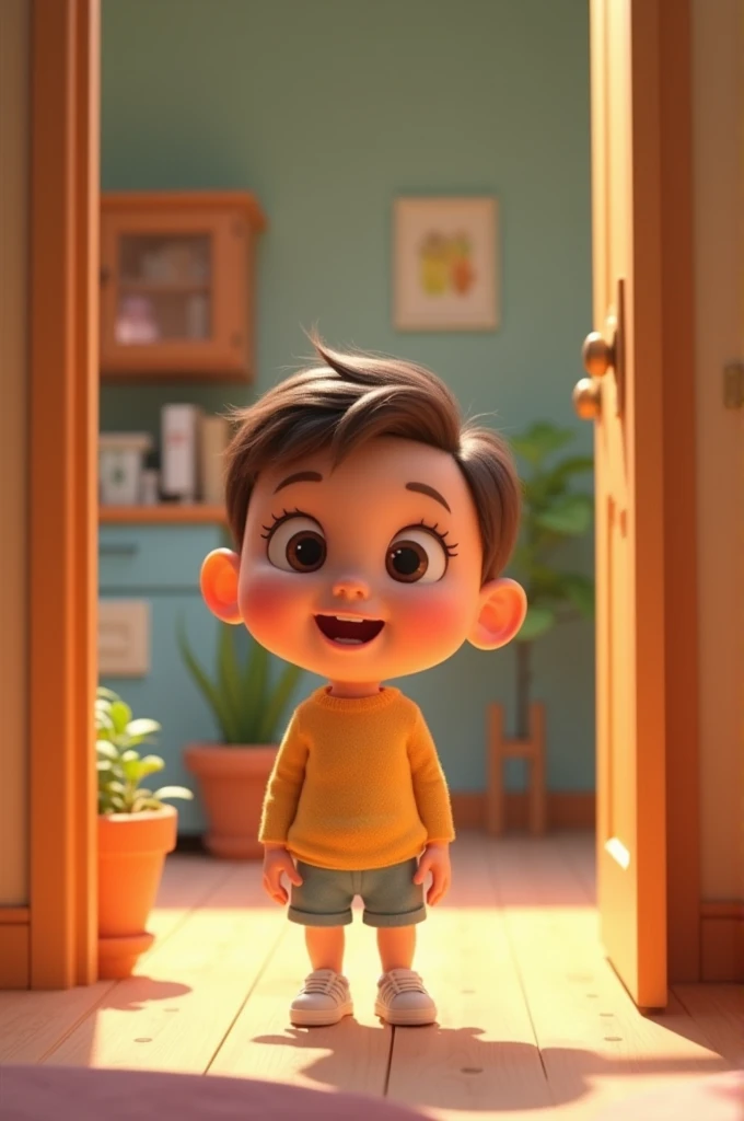 Ek Chhota baccha Jo apne ghar mein khada ho picture cartoon animation mein 3D mein