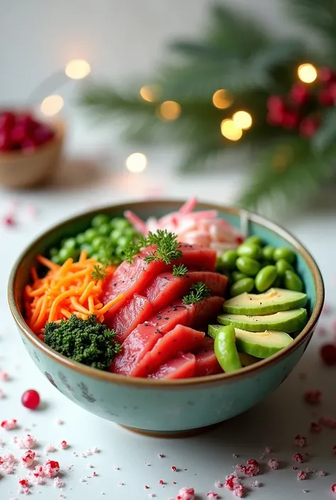 Merry Christmas wishes with a poke bowl instagram post