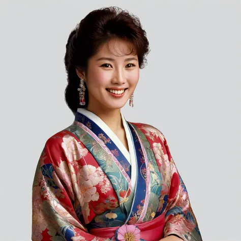 1980s, Japanese, 80s, Very Beautiful woman, No background, smiling, in 1989