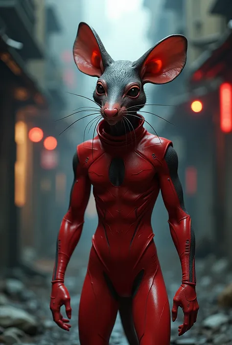 half-human rat with red clothes 