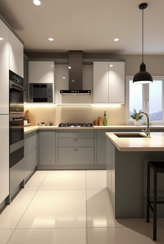  width Create an image
Kitchen design with a length of 3 .30 m and 1 . 70 m wide
It has a refrigerator, freezer, cooker and microwave 
With adding sizes to the design and adding the size of the empty place 