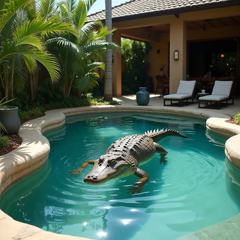 Spa pool with a crocodile inside