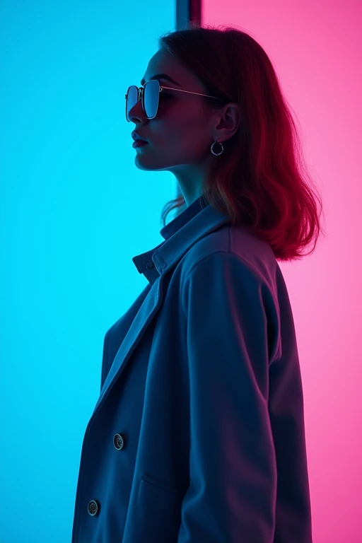 The best cell phone wallpaper, Award-Winning Wallpaper, portrait photography, In the front view is a portrait of a young woman wearing mid-1960s space age fashion, Side view photo, Shot with Canon EOS R5, Set a strong contrast that accentuates the subject,...