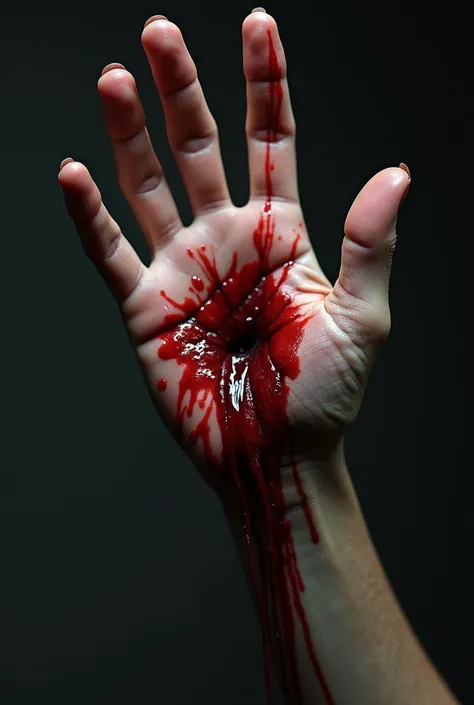 A hand like i attempt to suicide with blood