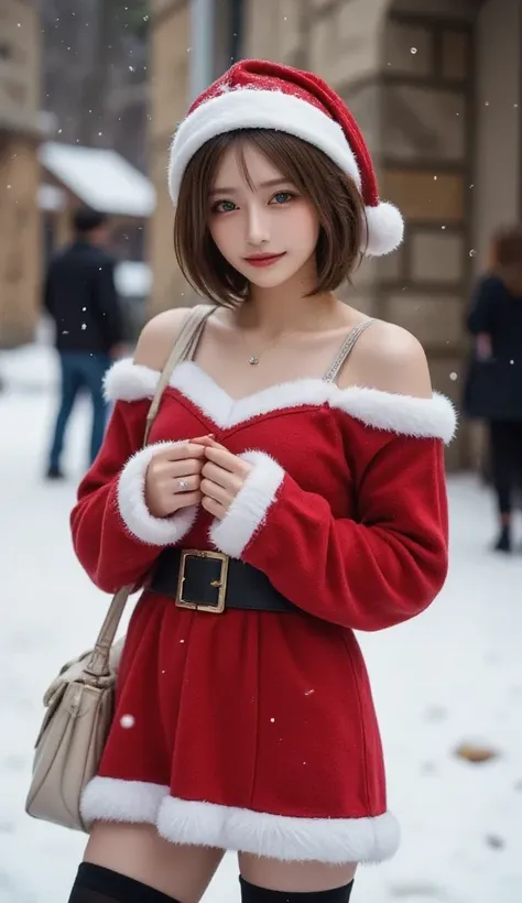 Beautiful white and radiant skin、 Chestnut hair that changes with light 、 Wear long bangs between your eyes that block your view 、 cheek gloss highlights、 sexy and very beautiful lovely amazing face、 The most beautiful face in the world 、 short bob、Smooth ...