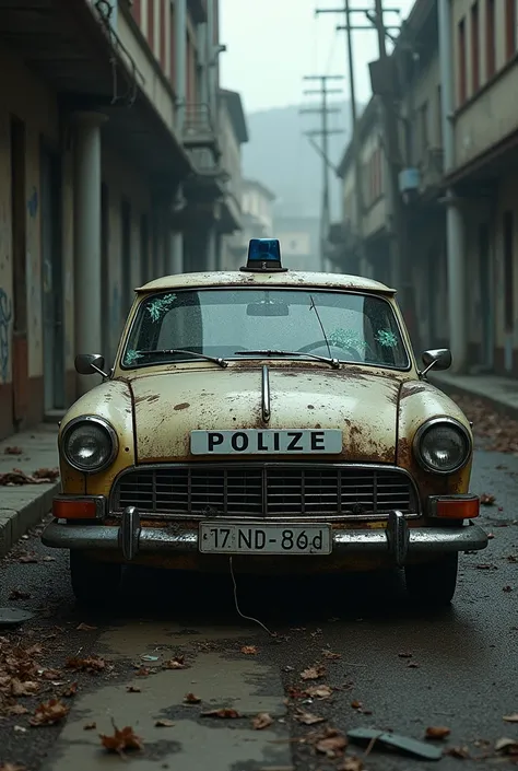 A broken German police car