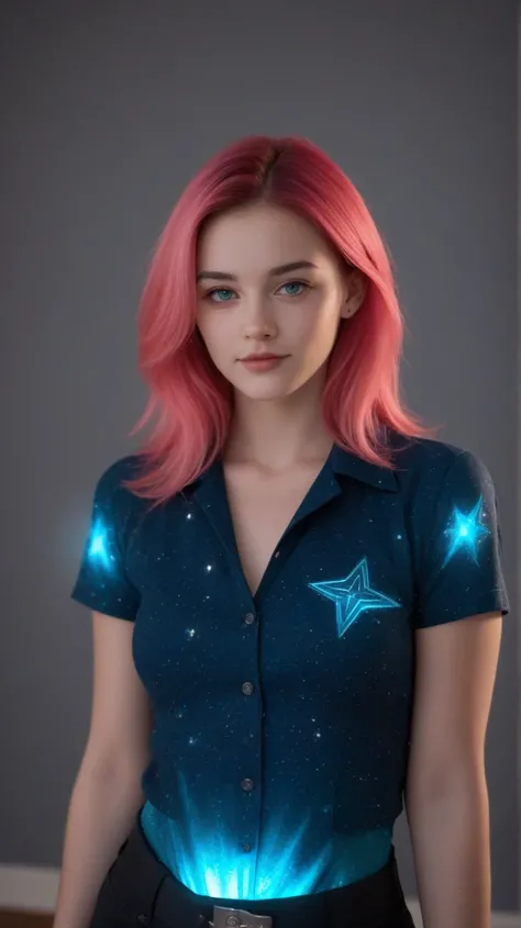 A highly detailed, high-resolution vertical portrait of a young, adorable Galactic Federation female commander depicted from the waist up. She exudes a kind and approachable aura, with flawlessly soft, glowing skin and radiant, sparkling blue eyes that con...