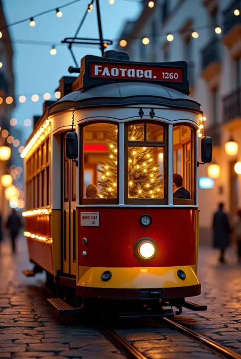 Portuguese eléctrico board with christmas tree incide with lights