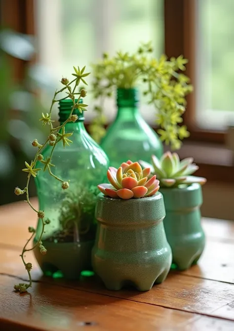 Pots from plastic water bottles