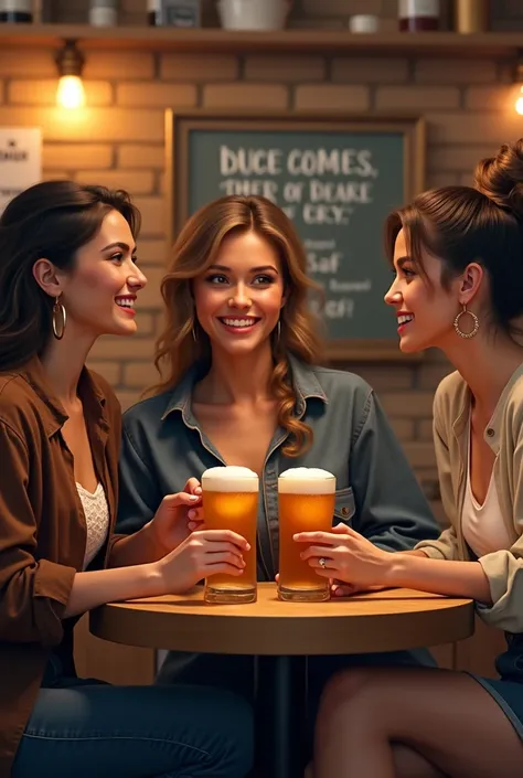 3 women with 3 s with beer