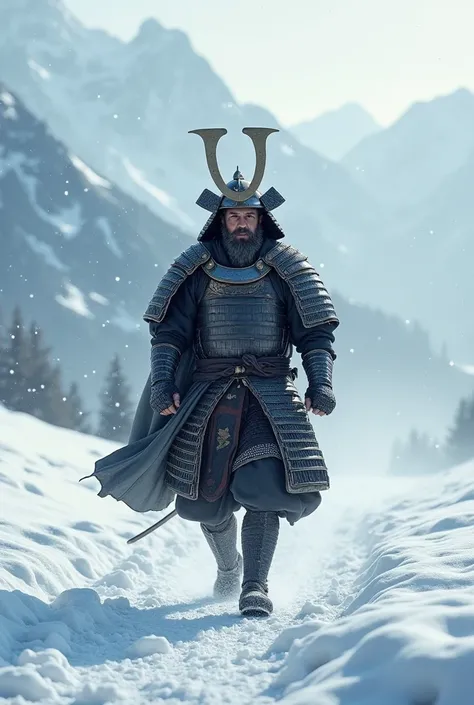 Samurai walking in the snow