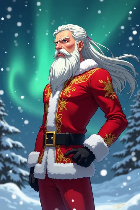 Santa claus as anime that has no bear and he should slim