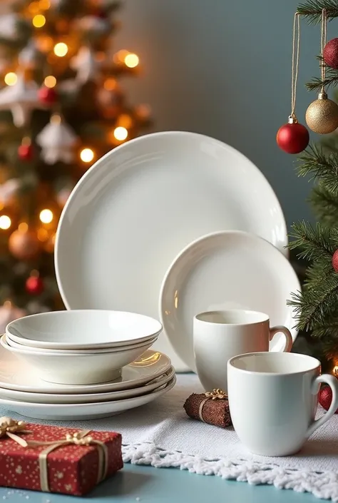 Cristmas poster for crockery items add alabel on it GLAZE