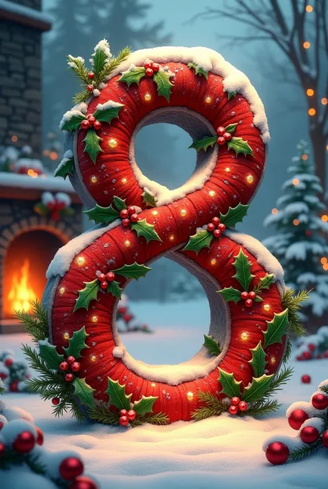 Number "8" in christmas theme