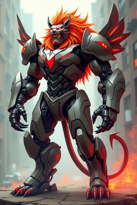 Here’s a detailed description for the lion and Transformers fusion concept with equal blending and a devilish appearance:


---

Visual Script for Fusion Design:

Overall Concept:
A fusion of a majestic lion and a Transformer, with the design equally balan...