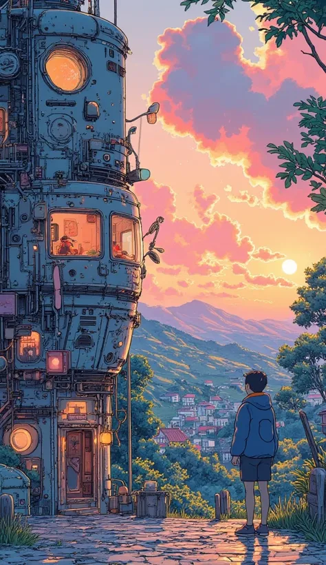  Impactful Composition　future　Very cute high-rise apartment　countryside　 Beautiful Sunsets