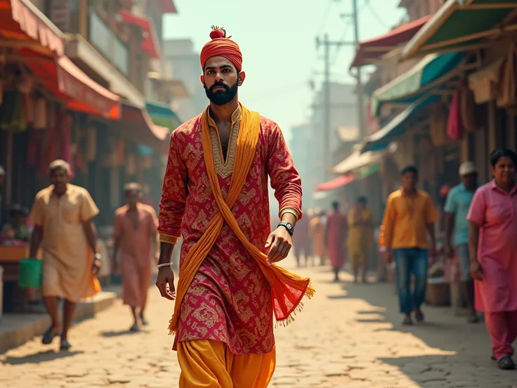 virat kohli in shalwar kameez on the streets with topi on his head