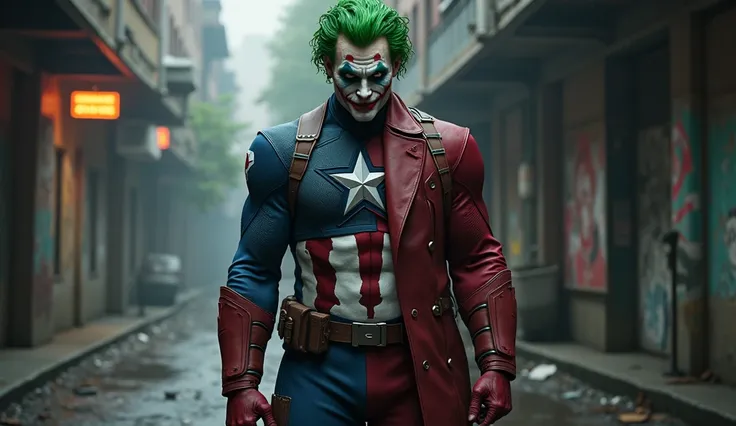 The Joker merged with Captain America, ultra realistic and professional images  