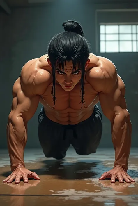 Baki doing pushups 