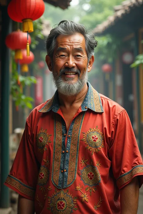 Lets draw a man in a VIETNAMESE shirt 
