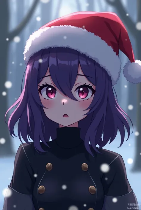 I want an image of Hex Maniac who is wearing a Christmas hat