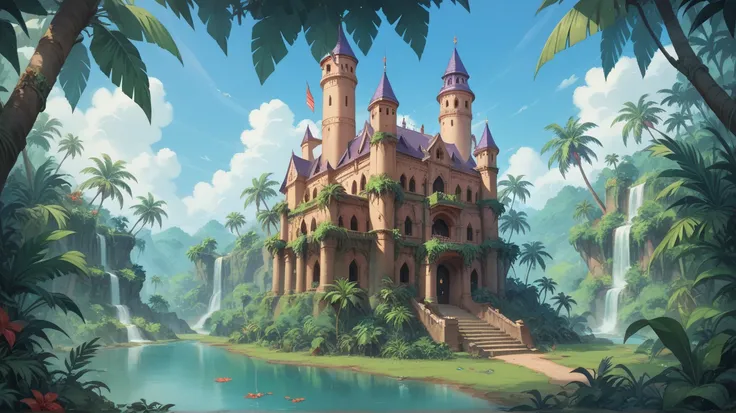 A castle in the tropics, jungle, heaven on earth, beautiful