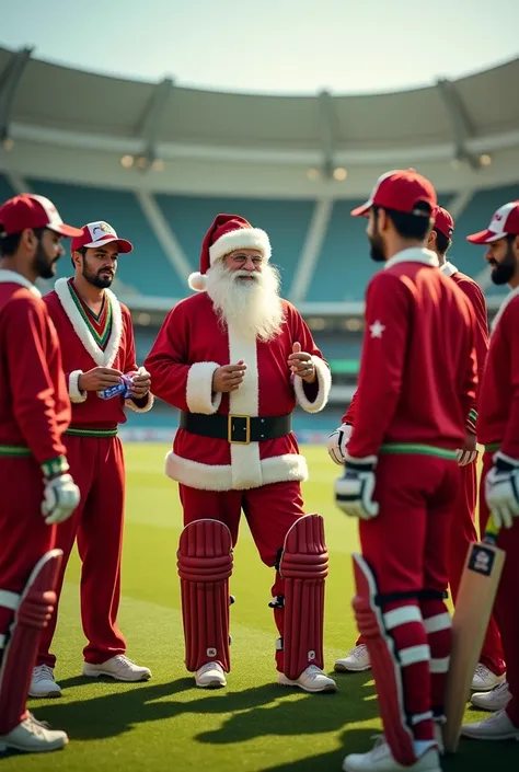 Santa with  cricket players