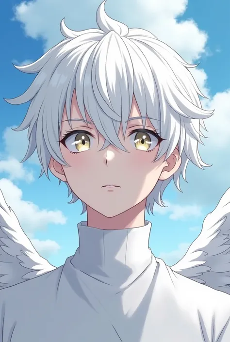 hello,  you could create an Anime character in the style of Demons Slayers or One Piece .  I want my character to be based on the heavenly basically to be an Angel ,  who has dull white hair that is not as long as that of a woman but not as short. That he ...