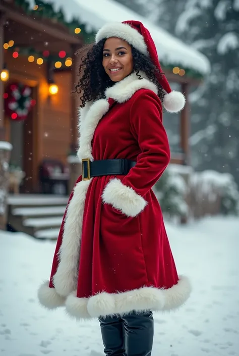 Alicia Keys déguisée en mère noël ; photoréaliste 