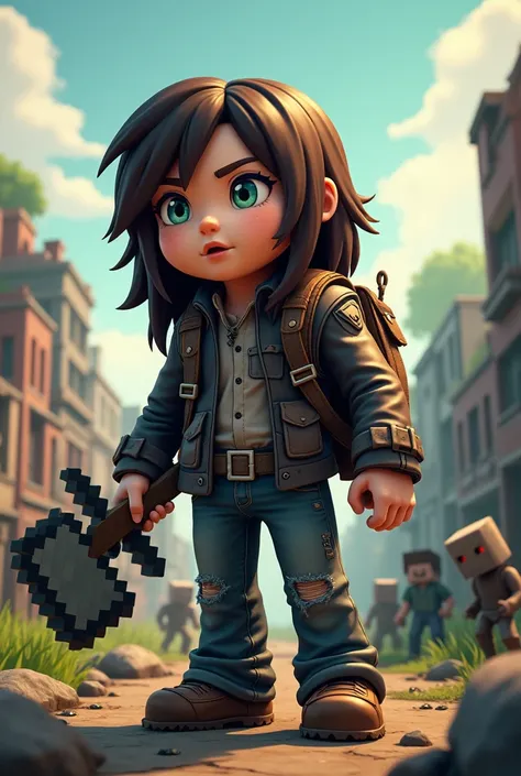 Use Minecraft and cartoon styles，design《The Walking Dead》Role in