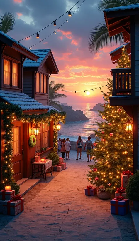 atardecer  en Cthesta Rica, navide{the, Lights, regalthes, candles, arbthel de navidad