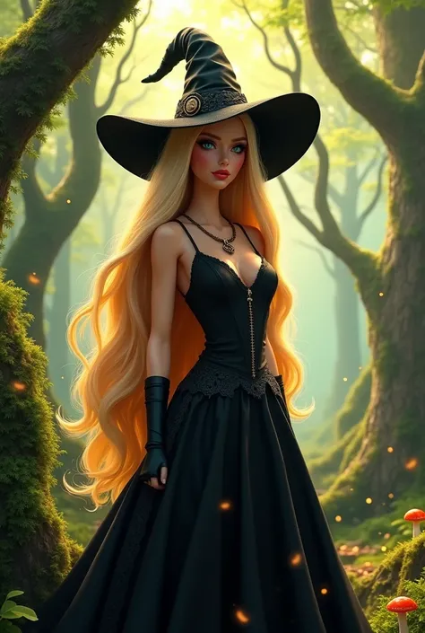 Barbie witch blonde hair forest