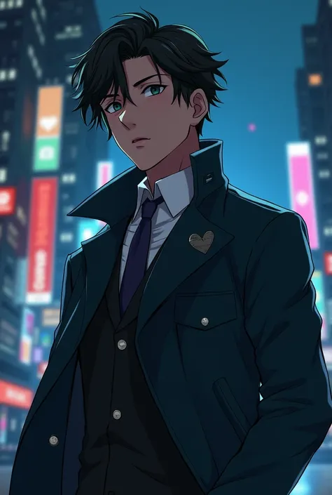 Handsome young guy detective anime style 