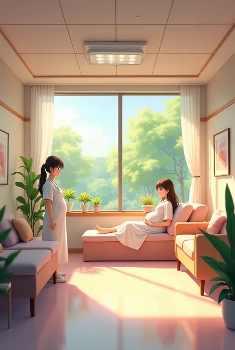 Background of a prenatal area in anime-type hospital. 