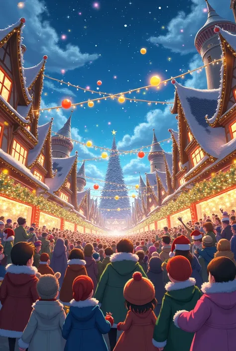 Thousands of people gathered to celebrate Christmas, in anime