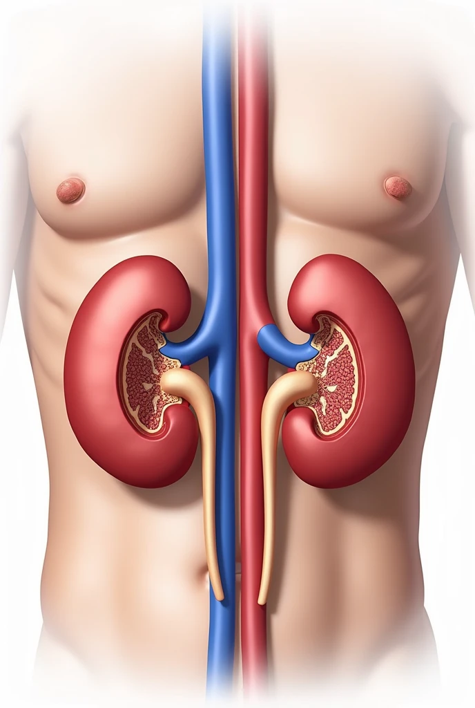 The layout of the adrenal glands on the neys.
