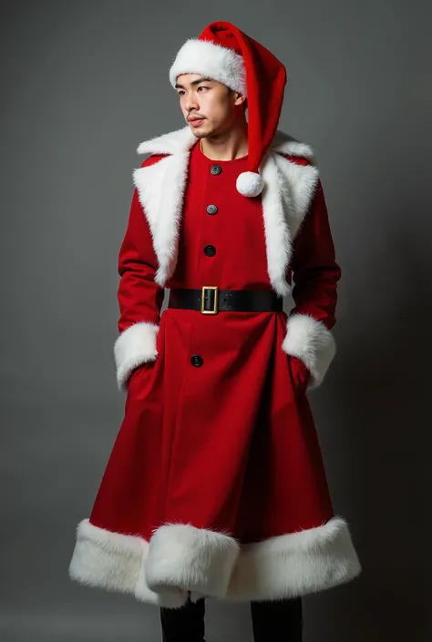 portrait full body of A man wearing a santa hat and dress, ulzzang, wearing santa hat, 