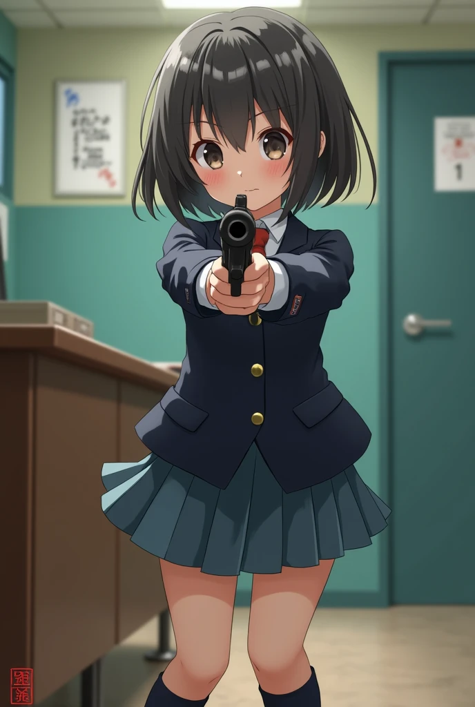 anime school girl get gun