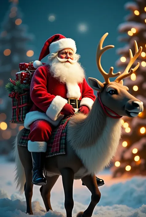  An image of Santa where I say in Spanish :  On behalf of the Joan Investment Family  & Joanis ,  we wish you a merry Christmas and a happy new year .  I want Santa to come out on a reindeer with a Christmas background together with the Grinch 