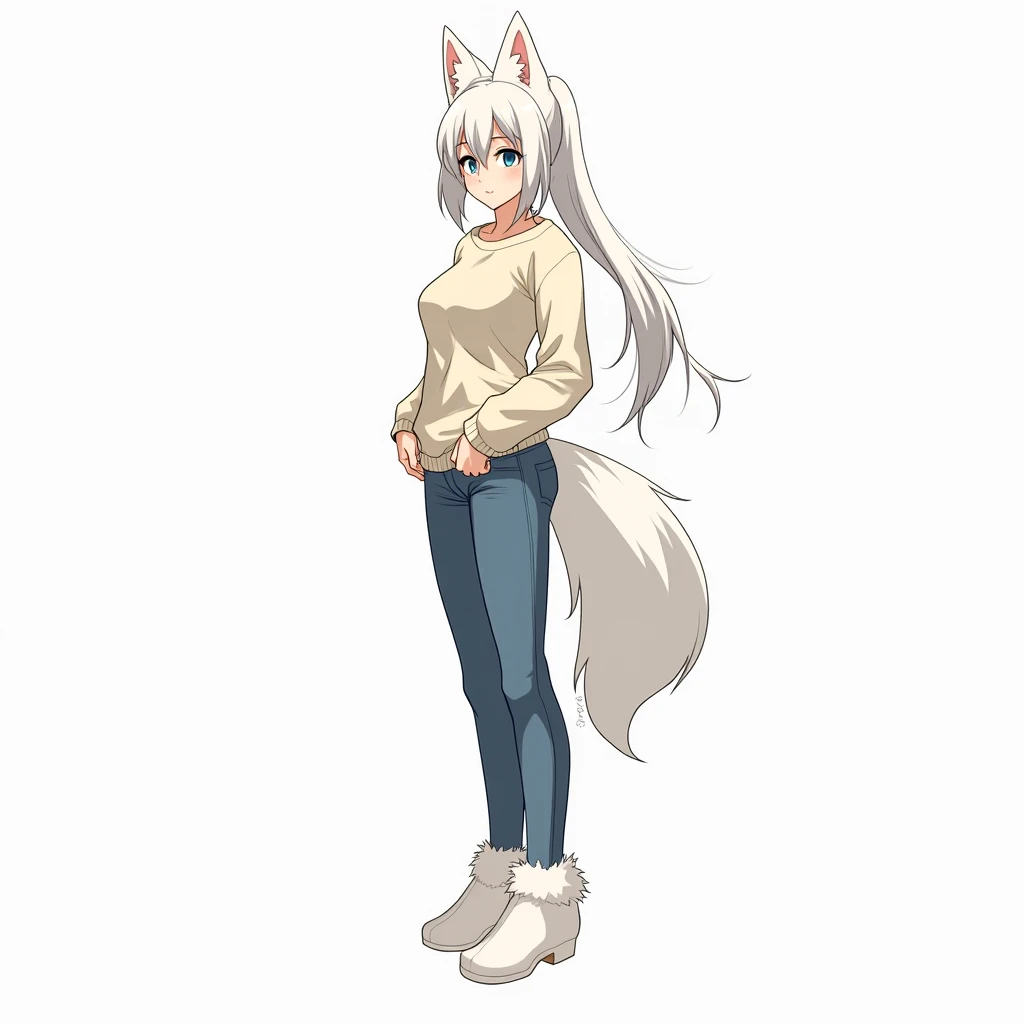 Physical characteristics:
Hair: Long, silky and completely white. Straight, tied back in a large ponytail that reaches her waist.
Eyes: Strong and marked blue, with a sharp, feline shape that gives her an intimidating appearance, but contrasts with her war...